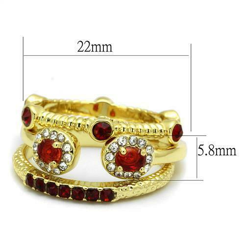 Jewellery Kingdom Stacking 3 Pieces 18KT Pretty Cubic Zirconia Bands Ladies Ruby Ring Set (Gold) - Jewelry Rings - British D'sire