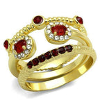 Jewellery Kingdom Stacking 3 Pieces 18KT Pretty Cubic Zirconia Bands Ladies Ruby Ring Set (Gold) - Jewelry Rings - British D'sire