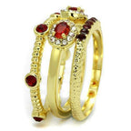 Jewellery Kingdom Stacking 3 Pieces 18KT Pretty Cubic Zirconia Bands Ladies Ruby Ring Set (Gold) - Jewelry Rings - British D'sire