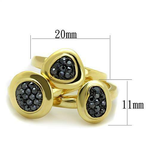 Jewellery Kingdom Stacking Bands Hematite Ladies Ring Set (Gold & Black) Secondary image