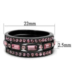Jewellery Kingdom Stacking Black Bands Ladies Emerald Cuts Cubic Zirconia Ring (Pink) - Jewelry Rings - British D'sire