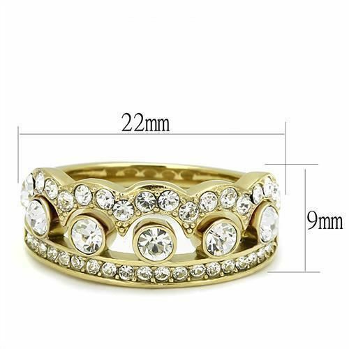 Jewellery Kingdom Stacking Cubic Zirconia Eternity Steel 14KT Pave Ladies Wedding Bands Ring (Gold) - Rings - British D'sire