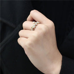 Jewellery Kingdom Stacking Eternity Steel 2pcs Bezel Cubic Zirconia Zig Zag Ladies Gold Ring Set Bands - Jewelry Rings - British D'sire