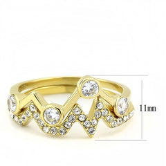 Jewellery Kingdom Stacking Eternity Steel 2pcs Bezel Cubic Zirconia Zig Zag Ladies Gold Ring Set Bands - Jewelry Rings - British D'sire
