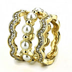 Jewellery Kingdom Stacking Pearl Steel Full Eternity Ladies Ring Set Bands (Gold) - Jewelry Rings - British D'sire