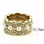 Jewellery Kingdom Stacking Pearl Steel Full Eternity Ladies Ring Set Bands (Gold) - Jewelry Rings - British D'sire