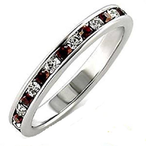 Jewellery Kingdom Stacking Sterling Silver Cubic Zirconia Ladies Silver Garnet Band Ring - Jewelry Rings - British D'sire Main image
