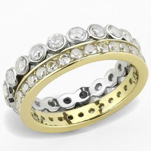 Jewellery Kingdom Stacking Two Tone Cubic Zirconia Ring Set (Gold) - Jewelry Rings - British D'sire