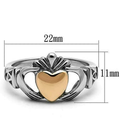 Jewellery Kingdom Stainless Steel 18KT Lrish Celtic Claddagh Ladies Ring (Gold & Silver) - Rings - British D'sire