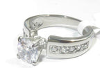 Jewellery Kingdom Stainless Steel Accents Simulated Diamond Ladies Engagement Ring (Silver) - Engagement Rings - British D'sire