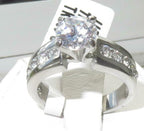 Jewellery Kingdom Stainless Steel Accents Simulated Diamond Ladies Engagement Ring (Silver) - Engagement Rings - British D'sire