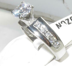 Jewellery Kingdom Stainless Steel Accents Simulated Diamond Ladies Engagement Ring (Silver) - Engagement Rings - British D'sire