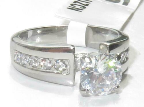 Jewellery Kingdom Stainless Steel Accents Simulated Diamond Ladies Engagement Ring (Silver) - Engagement Rings - British D'sire Main image