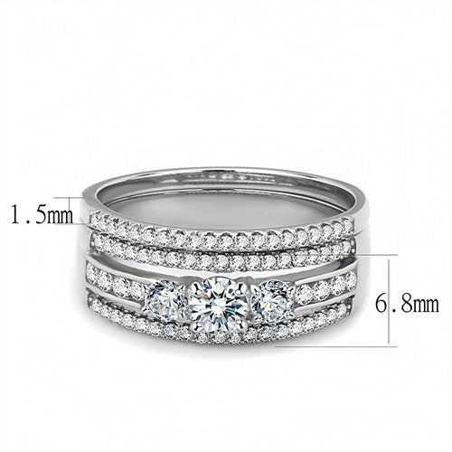 Jewellery Kingdom Stainless Steel Band Sparkling Ladies Engagement Ring Set - Jewelry Rings - British D'sire