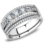 Jewellery Kingdom Stainless Steel Band Sparkling Ladies Engagement Ring Set - Jewelry Rings - British D'sire