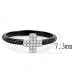 Jewellery Kingdom Stainless Steel Cross Over CZ Flat Pretty Ladies Cross Ring (Black) - Jewelry Rings - British D'sire