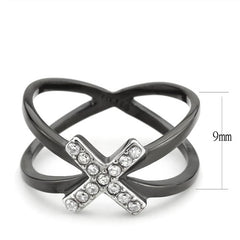 Jewellery Kingdom Stainless Steel Crossover Cubic Zirconia Band Ring (Black) - Rings - British D'sire