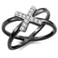 Jewellery Kingdom Stainless Steel Crossover Cubic Zirconia Band Ring (Black) - Rings - British D'sire