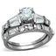 Jewellery Kingdom Stainless Steel Cubic Zirconia Band Baguettes 3CT Engagement Ring Set - Jewelry Rings - British D'sire