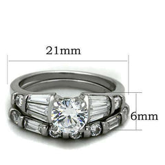 Jewellery Kingdom Stainless Steel Cubic Zirconia Band Baguettes 3CT Engagement Ring Set - Jewelry Rings - British D'sire
