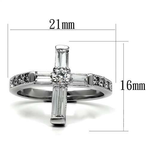Jewellery Kingdom Stainless Steel Cubic Zirconia Emerald Cut Ladies Cross Ring (Silver) Secondary image