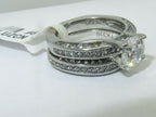 Jewellery Kingdom Stainless Steel Cubic Zirconia Engagement Wedding Band Ring Set (Silver) - Engagement Rings - British D'sire