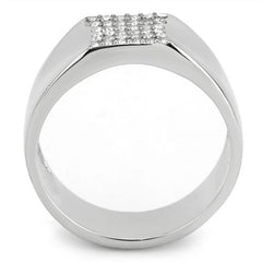 Jewellery Kingdom Stainless Steel Cubic Zirconia Pinky 6 Row Clear Sparkling Mens Signet Ring - Jewelry Rings - British D'sire