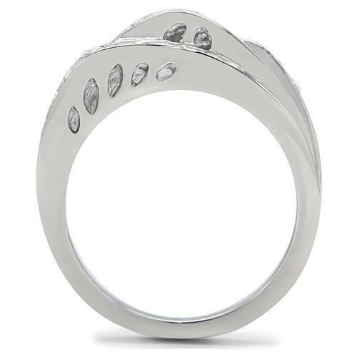 Jewellery Kingdom Stainless Steel Cubic Zirconia Realistic Pave Ladies Cocktail Ring - Jewelry Rings - British D'sire