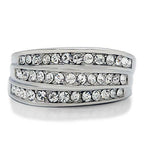 Jewellery Kingdom Stainless Steel Cubic Zirconia Realistic Pave Ladies Cocktail Ring - Jewelry Rings - British D'sire
