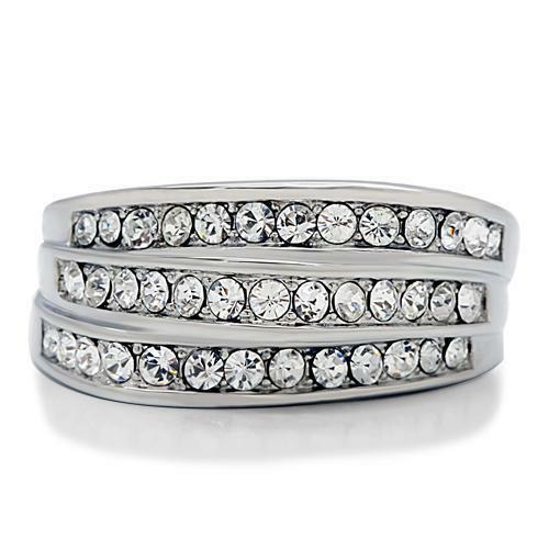 Jewellery Kingdom Stainless Steel Cubic Zirconia Realistic Pave Ladies Cocktail Ring - Jewelry Rings - British D'sire