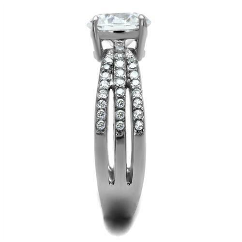 Jewellery Kingdom Stainless Steel Cubic Zirconia Silver Triple Row Ladies 2CT Ring - Jewelry Rings - British D'sire