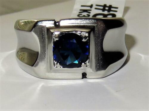 Jewellery Kingdom Stainless Steel Cubic Zirconia Solitaire Signet Pinky Mens Sapphire Ring - Jewelry Rings - British D'sire Main image