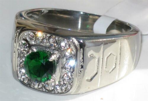 Jewellery Kingdom Stainless Steel Cz Green Signet Pinky Mens Emerald Ring - Mens Fine Jewellery - British D'sire