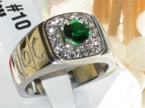 Jewellery Kingdom Stainless Steel Cz Green Signet Pinky Mens Emerald Ring - Mens Fine Jewellery - British D'sire