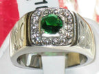 Jewellery Kingdom Stainless Steel Cz Green Signet Pinky Mens Emerald Ring - Mens Fine Jewellery - British D'sire