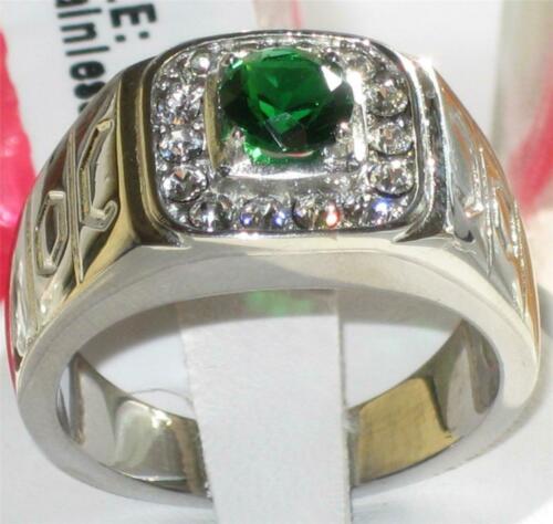 Jewellery Kingdom Stainless Steel Cz Green Signet Pinky Mens Emerald Ring - Mens Fine Jewellery - British D'sire