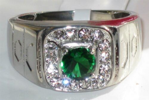 Jewellery Kingdom Stainless Steel Cz Green Signet Pinky Mens Emerald Ring - Mens Fine Jewellery - British D'sire