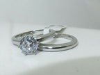 Jewellery Kingdom Stainless Steel Engagement Wedding Plain Solitaire Ring Set Band (Silver) - Engagement Rings - British D'sire