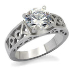 Jewellery Kingdom Stainless Steel Fancy Shank Cubic Zirconia Ladies Solitaire Ring (Silver) - Jewelry Rings - British D'sire