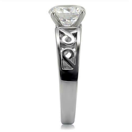 Jewellery Kingdom Stainless Steel Fancy Shank Cubic Zirconia Ladies Solitaire Ring (Silver) - Jewelry Rings - British D'sire