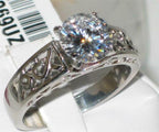 Jewellery Kingdom Stainless Steel Fancy Shank Cubic Zirconia Ladies Solitaire Ring (Silver) - Jewelry Rings - British D'sire