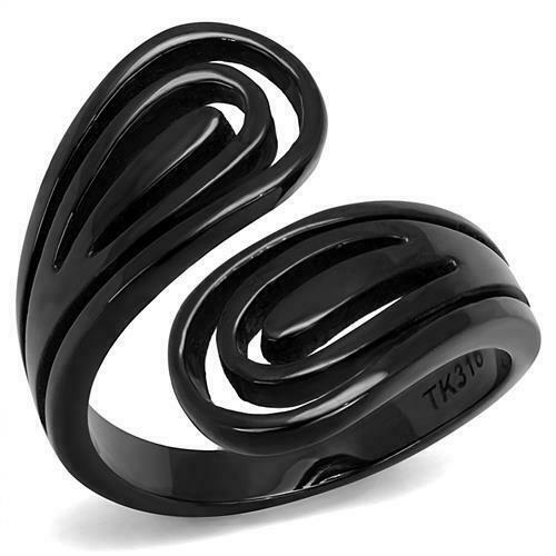 Jewellery Kingdom Stainless Steel IP Bonded Stamped 15mm Wide Ladies Band Ring (Black) - Rings - British D'sire Main image