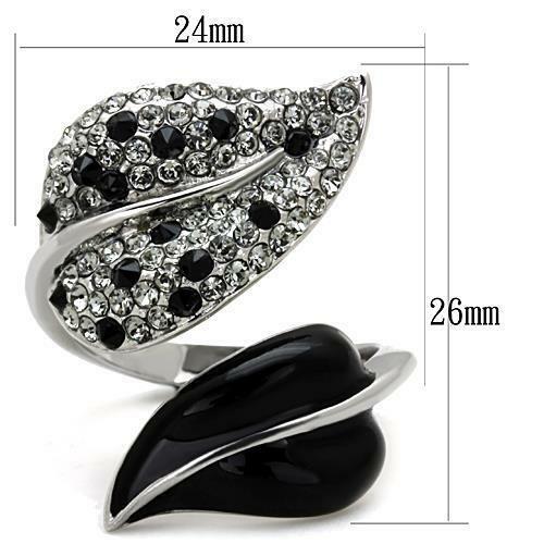 Jewellery Kingdom Stainless Steel Jet Cubic Zirconia Ladies Leaf Ring (Black) Secondary image