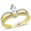 Jewellery Kingdom Stainless Steel Marquise Engagement Wedding Ladies Band Ring Set (Gold) - Jewelry Rings - British D'sire