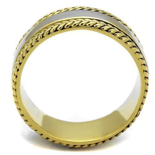 Jewellery Kingdom Stainless Steel No Stone Two Tone Thumb Wedding Mens Gold Silver Band Ring Secondary image
