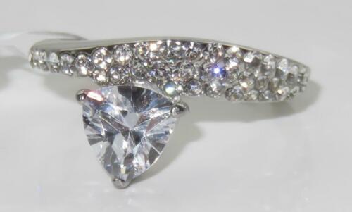 Jewellery Kingdom Stainless Steel Pave Cubic Zirconia Ladies Trillion Engagement Ring - Engagement Rings - British D'sire Main image