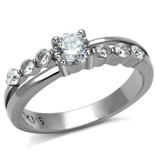 Jewellery Kingdom Stainless Steel Pretty Ladies Cubic Zirconia Ladies Ring (Silver) - Jewelry Rings - British D'sire Main image