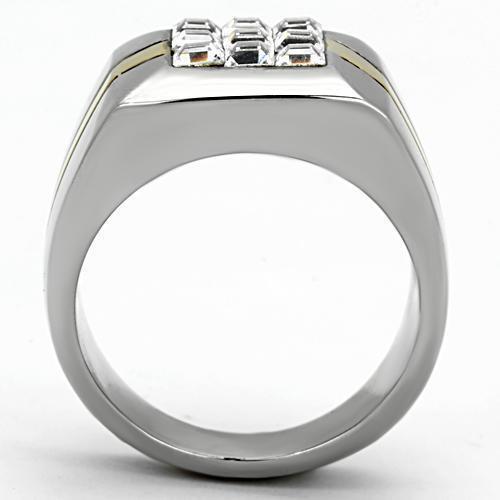 Jewellery Kingdom Stainless Steel Princess Cut Square Signet Mens Gold Cubic Zirconia Ring - Jewelry Rings - British D'sire