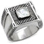 Jewellery Kingdom Stainless Steel Signet Square Princess Cut Clear Silver 3CT Mens Cubic Zirconia Ring - Rings - British D'sire