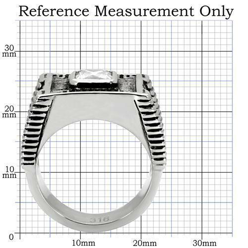 Jewellery Kingdom Stainless Steel Signet Square Princess Cut Clear Silver 3CT Mens Cubic Zirconia Ring - Rings - British D'sire